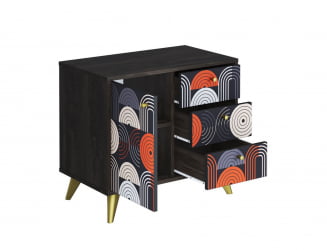 Комод Фьюжн КМ-002 АРТ Угольный камень/ВИНИЛ / камень/VINIL