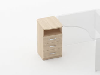 Тумба приставная на 3 ящика с нишей Глассй 3.10.13 Дуб молочный / Glassy