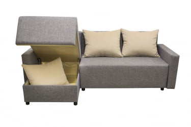 Угловой диван Шеррй (3 категория) с механизмом подъема оттоманки Визит 118-Нео Латте / Sherry