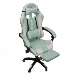 Геймерское кресло 1208, замша, цвет сине-белый с массажем, арт 1208-Блуе-Вхите / 1208-Blue-White