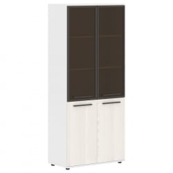 Шкаф комбинированный  с дверьми в металлической раме ЕДИС ЕХCС 85.7 Ясень Траун Мокко Белый / EDIS EHCS