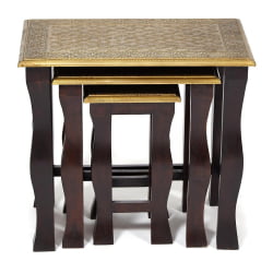 Комплект 3 столика Сеcрет Де Маисон БРАХМА ( мод. НД-009) дерево манго/латунная чеканка, 56х36х50, 41х30х45, 24х24х40 / Secret De Maison BRAHMA mod. ND-009)