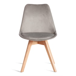 Стул ТУЛИП СОФТ (мод. 053В) дерево/пластик/вельвет, 49,5 кс 54,5 кс 84 см, Светло-серый (ХЛР 39)/натуральный / TULIP SOFT (mod. 053V) x x (HLR