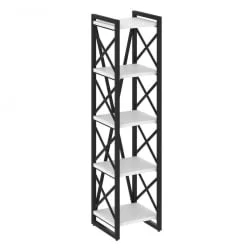 Стеллаж на регулируемых опорах - 5 полок ЛОФТ ВР.Л-МСТ.О-5.4 Металл черный Белый Бриллиант / LOFT VR.L-MST.O-5.4