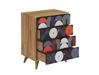 Комод Фьюжн КМ-001 дуб крафт золотой/ВИНИЛ / золотой/VINIL