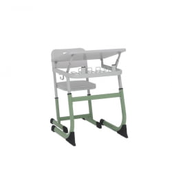 Парта одноместная регулируемая по высоте СМАРТЙ 600х500 с углом наклона столешницы (рост 5-7) Оливковый/Серый / SMARTY