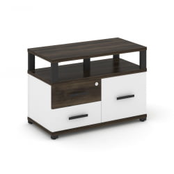 Тумба приставная сервисная с надставкой широкой CОНCЕПТ CН.ТСР-003 Б/В Дуб Мали Белый бриллиант Черный / CONCEPT CN.TSR-003 B/W