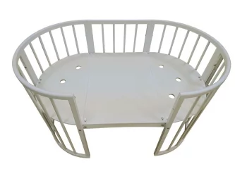 Кровать-трансформер с двумя матрасами и маятником Меррй Хаппй Мини матовая Слоновая кость (3 в 1) / Merry Happy Mini