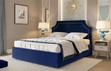 Кровать с ортопедическим основанием Катрин 1400 Мора синий