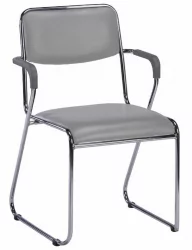 Кресло для посетителей Еверпроф Фикс Плус Хроме экокожа Серый / Everprof Fix Plus Chrome