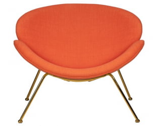 Кресло дизайнерское ДОБРИН ЕМИЛЙ (оранжевая ткань АФ, золотое основание) 2 шт / DOBRIN EMILY AF,