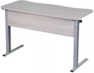 Парта двухместная (рост 6) эргономичная Белая ЛДСП/Серая кромка/Металл Серый
