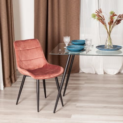 Стул АБРУЗЗО ( мод. 8060 ) металл/вельвет, 52 х 63 х 85 см, коралловый (ХЛР 44)/черный / ABRUZZO mod. (HLR