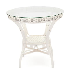 Комплект обеденный АНДРЕА ( стол со стеклом + 4 кресла + подушки) ТCХ Вхите (белый), Ткань рубчик, цвет кремовый / ANDREA TCH White