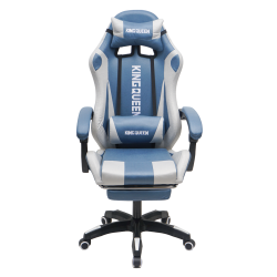 Геймерское кресло 907 КИНГКУЕЕН, замша, цвет синий с массажем, арт 907-ЛБ / KINGQUEEN, 907-LB