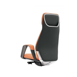 Эргономичное кресло руководителя Еурека ОC07 СЕРЕНЕ (Наппа кожа), оранжевое / Eureka OC07 SERENE (Nappa