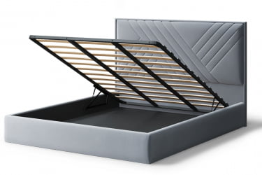 Кровать МИРА 2000*1400мм (без опор), велюр НЕО 25 (серый), (б/основания, б/матраса) / NEO