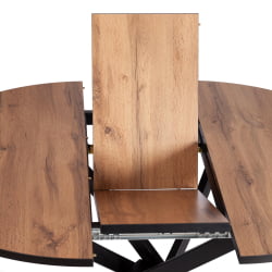 Стол МАНЗАНА ЛДСП/ХПЛ/металл, 100 х 100+30 х 75 см, Дуб Вотан/черный / MANZANA ЛДСП/HPL/металл,