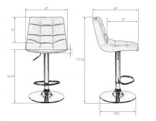 Стул барный ДОБРИН ТАИЛОР экокожа Черный / DOBRIN TAILOR