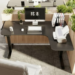 Стол для для компьютера (для геймеров) Л-формы c электрической регулировкой по высоте ЕУРЕКА ЕРК-ЕГД-Л60Р-Б-УС / L-формы c EUREKA ERK-EGD-L60R-B-US