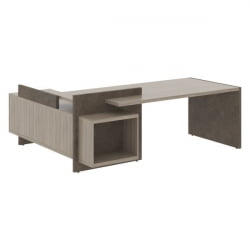 Стол руководителя левый ВООД&СТОНЕ СФ-531201 Дрифтвуд Бетон Чикаго темный / WOOD&STONE