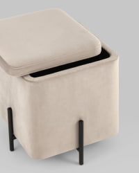 Пуф Грейс квадрат с ящиком велюр Серо-бежевый