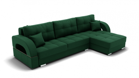 Диван Элита-3 угол левый/правый (ЗР) Цвет фасада: Зеленый; Тип: Левый/правый; Материал фасада: Металл/Велюр