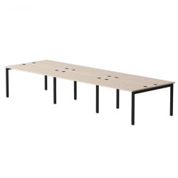 Бенч-система на 6 мест на металлокаркасе, опоры 45 гр Еверпроф ЕВО 254С016 (4140) Дуб Соната Черный / Everprof EVO 254S016
