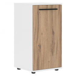 Шкаф колонка с глухой малой дверью ЕДИС ЕЛCС 42.1 Дуб Денвер светлый Черный Белый / EDIS ELCS