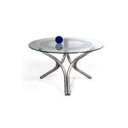 Стеклянный стол Дуэт 6 Металлик/ прозрачное