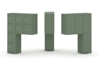 Надставка на стол высокая односторонняя + задняя стенка (8 шт.) + распашной фасад (8 шт.) CОНCЕПТ CН.ОНВ-010 Кобо Белый металл / CONCEPT CN.ONV-010