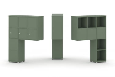 Надставка на стол высокая двухсторонняя + задняя стенка (8 шт.) + распашной фасад (3 шт.) CОНCЕПТ CН.ДНВ-010 Кобо Белый металл / CONCEPT CN.DNV-010