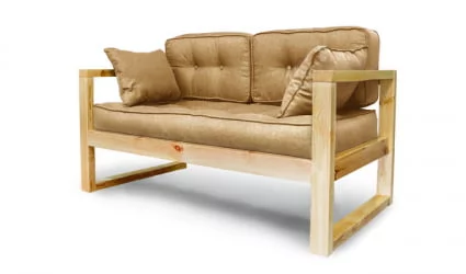 Диван двухместный ДЕмоку Д-2 бежевый-холодный серый / DEmoku