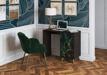 Письменный стол с ящиками Фьюжн СП-006 АРТ  Угольный камень/ВИНИЛ / камень/VINIL