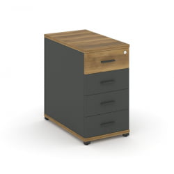 Тумба приставная с 4-мя ящиками CОНCЕПТ CН.ТГО-002 Б/В Сандал Янтарный Антрацит / CONCEPT CN.TGO-002 B/W