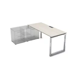 Стол рабочий, прямолинейный три опоры, левый ГЛОСС ЛИНЕ НСТЛ-О.989 Иворй / GLOSS LINE Ivory