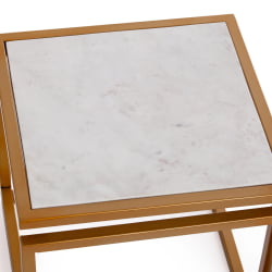 Стол квадратный Сеcрет Де Маисон КУАТТРО ( мод. 14153 ) алюминиевый сплав/мрамор, 41*41*41 см, золотой/белый мрамор / Secret De Maison QUATTRO mod.