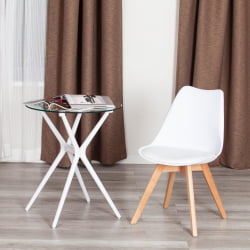 Мягкий стул ТУЛИП (мод. 73-1) дерево/пластик/экокожа, 47,5кс55кс80 см, белый / TULIP (mod. 47,5x55x80