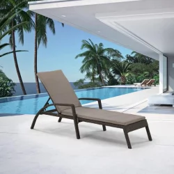 Шезлонг-лежак плетеный А30А2-В53 Бровн с матрасом / A30A2-W53 Brown