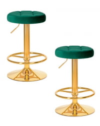Табурет барный ДОБРИН БРУНО ГОЛД (зеленый велюр (МДЖ9-88)) 2 шт / DOBRIN BRUNO GOLD (MJ9-88))
