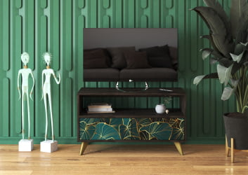 ТВ тумба ТМ-005 АРТ Угольный камень/ТРОПИCАЛ / камень/TROPICAL