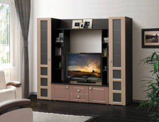 Набор мебели для гостиной Грация 7 МДФ матовый Венге/Дуб выбеленный