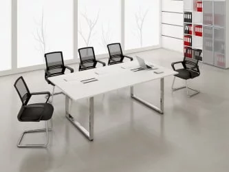 Стол системы БЭНЧ, переговорный, средний ГЛОСС ЛИНЕ НСПС-О.928 Белый Премиум / GLOSS LINE