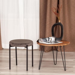 Табуретка РЕВО (мод. 7034) ткань/металл, 44 х 44 х 47 см, темно-серый баркхат 14/черный / REVO (mod. barkhat