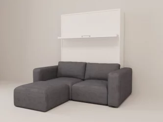 Диван-кровать трансформер Смарт 1 с пуфом К 1400 Белая шагрень