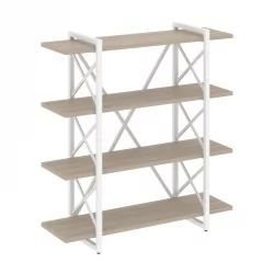Стеллаж на регулируемых опорах - 4 полки ЛОФТ ВР.Л-МСТ.О-4.8В Металл белый Дуб Аттик / LOFT VR.L-MST.O-4.8V