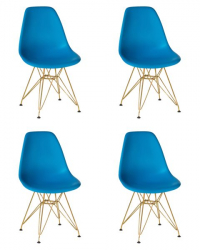 Стул обеденный ДОБРИН ДСР (ножки золотые, цвет голубой (БЕ-02)) 4 шт / DOBRIN DSR (BE-02))