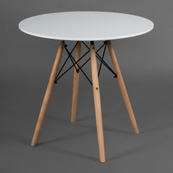 Круглый стол CИНДЙ НЕКСТ (мод. 70-80 МДФ) металл/мдф/бук, Д80х75см, белый/натуральный / CINDY NEXT (mod. MDF) D80х75см,