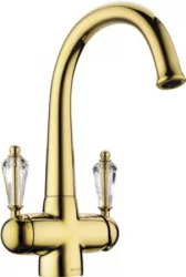 Смеситель Омоикири Окинава-Г Латунь/Золото/ Прозрачный Кристалл / Omoikiri Okinawa-G