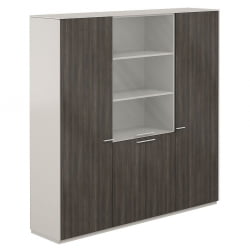 Шкаф высокий тройной с отделением для одежды Атлас НЗ-0303+НЗ-0311+НЗ-0303.ГС.БТ Серый камень Бренсон Трюфель / Atlas NZ-0303+NZ-0311+NZ-0303.GS.BT